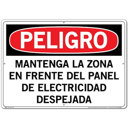 Vestil Aluminum Sign, 14-1/2" Height, 20-1/2" Width, Aluminum, Rectangle, Spanish SI-D-48-E-AL-040-S